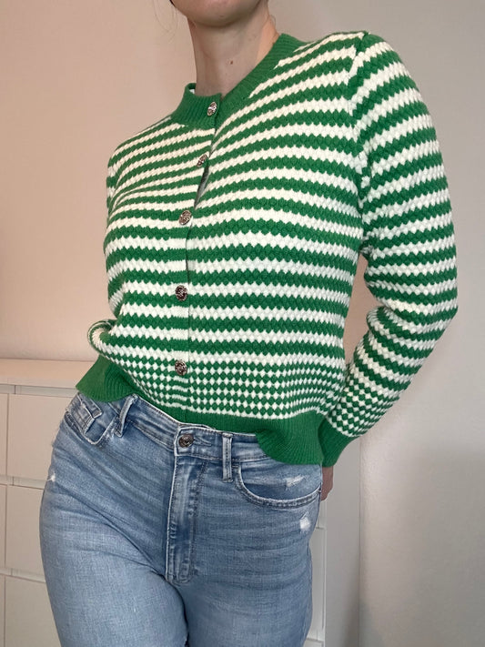 STRICKJACKE JOLINA GRÜN GESTREIFT